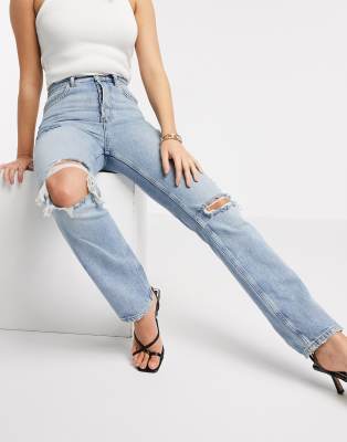 straight leg ripped jeans