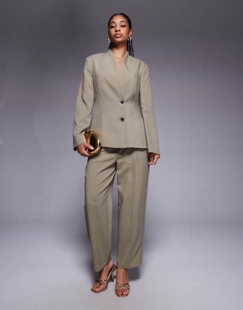 River Island straight leg pants in light beige - view 1