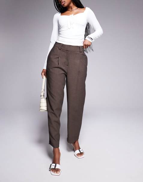 River Island straight leg tailored trouser in brown - view 1