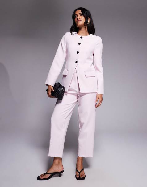 River Island straight leg trouser co-ord in pale pink