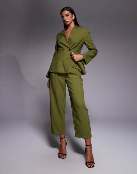 River Island straight leg trouser in green - view 1