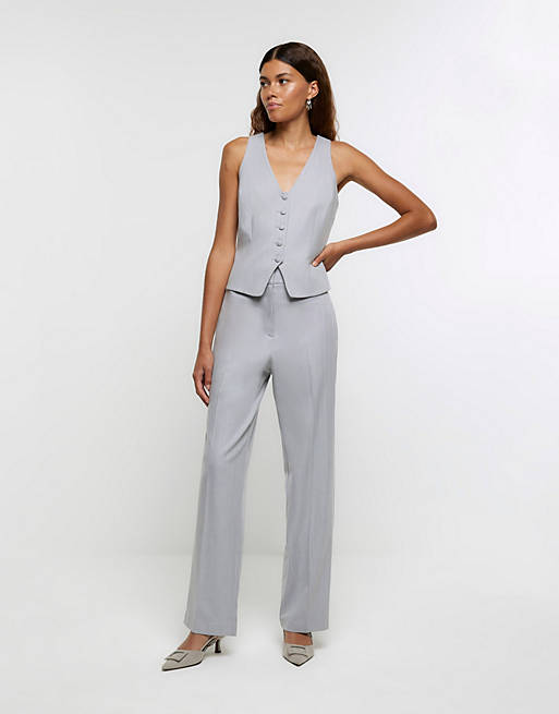River Island Straight leg trousers in grey | ASOS