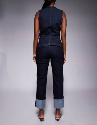 RIVER ISLAND STRAIGHT LEG TURN UP JEANS 