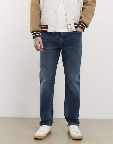 River Island Straight washed jeans in denim - dark
