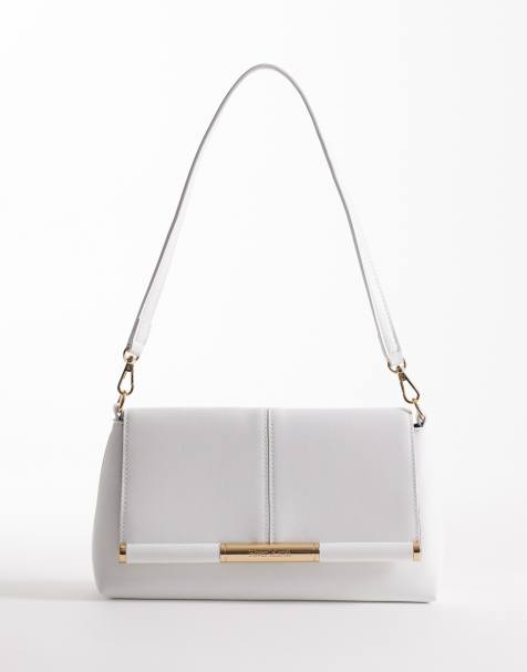 River Island strap front shoulder clutch in white - view 1