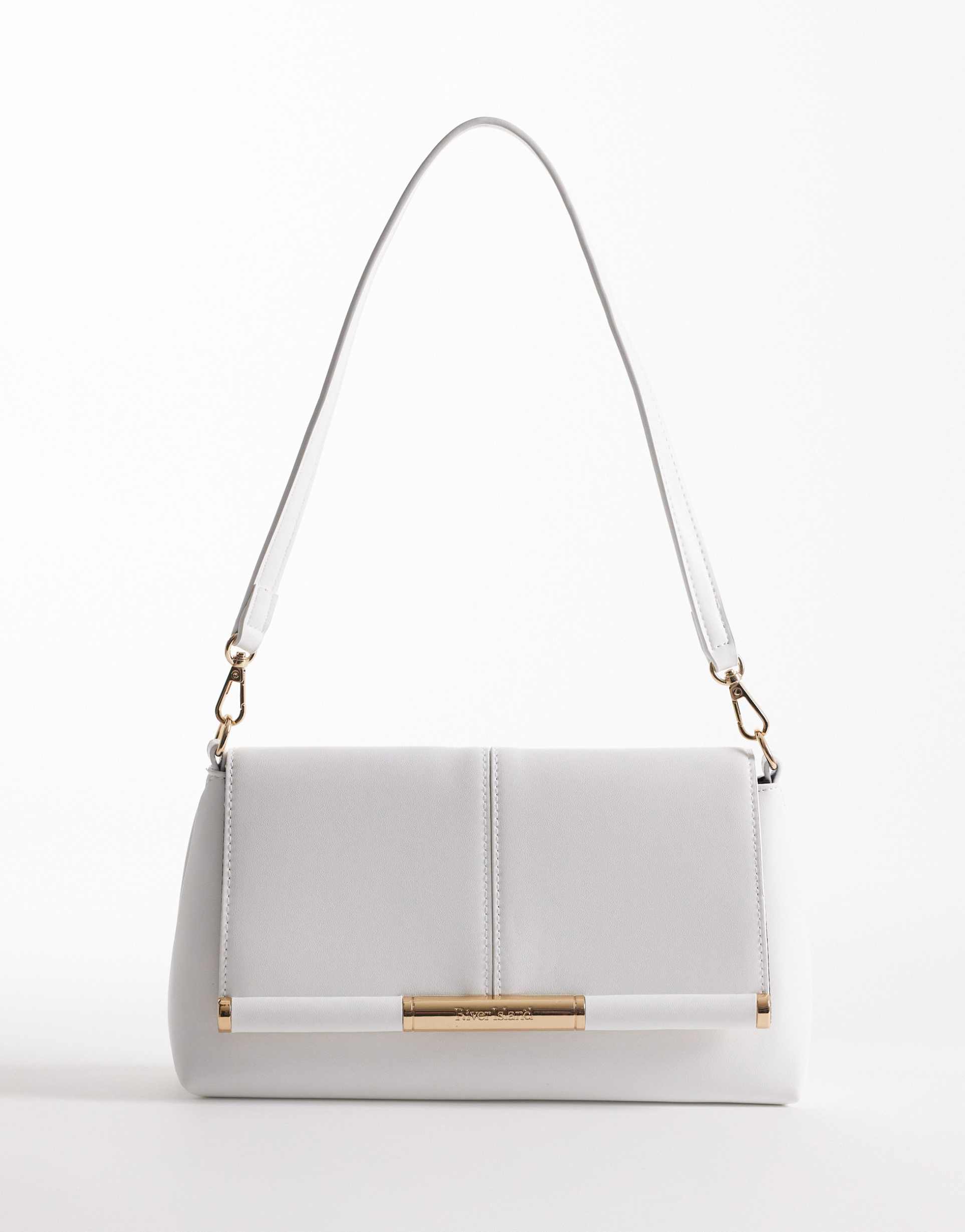 river island strap front shoulder clutch in white