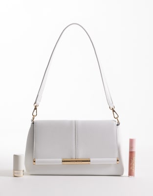 River Island Strap Front Shoulder Clutch In White