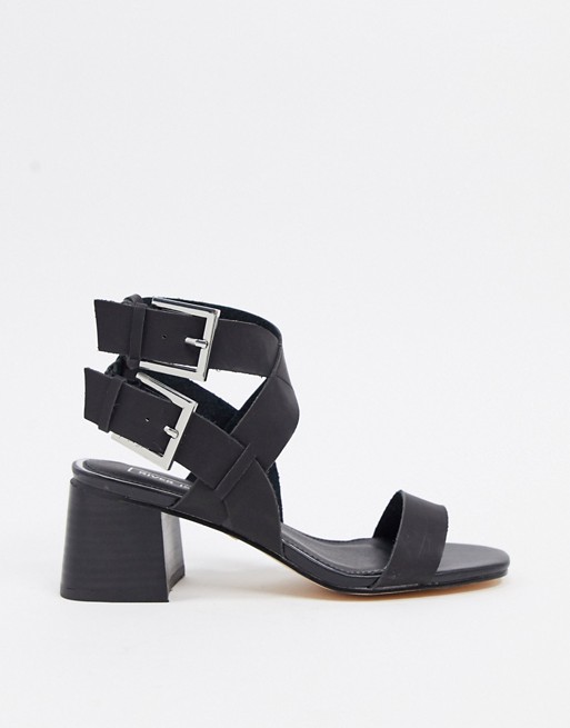 River Island strappy block heel sandal in black