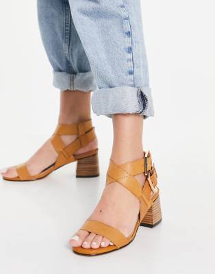 tan strappy block heel sandals