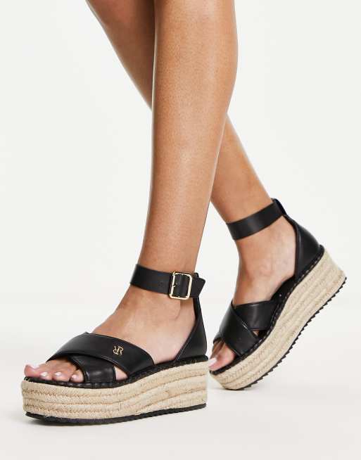 River Island strappy espadrille wedge in black | ASOS