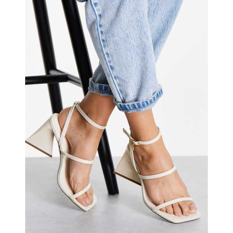 River Island strappy flared heeled sandal in cream ASOS