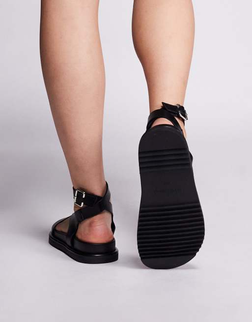 River Island strappy flat sandals in black, 3 of 4