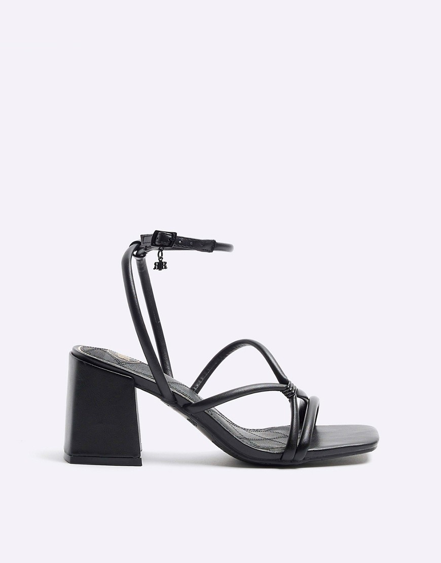 River Island Strappy heeled sandals in black