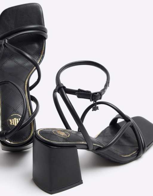 River island black strappy heels top