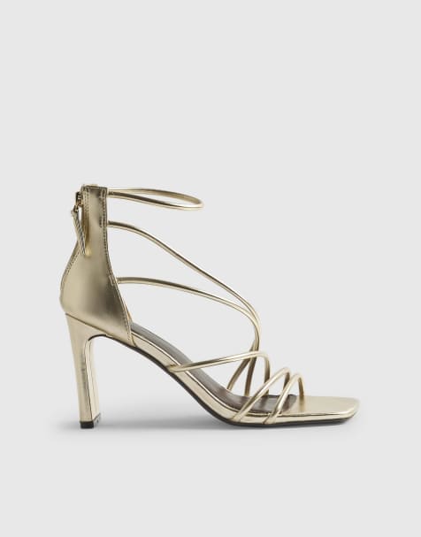 River Island Strappy heeled sandals in gold - view 1