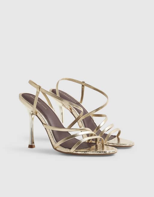 River Island Strappy heeled sandals in gold , 2 of 3