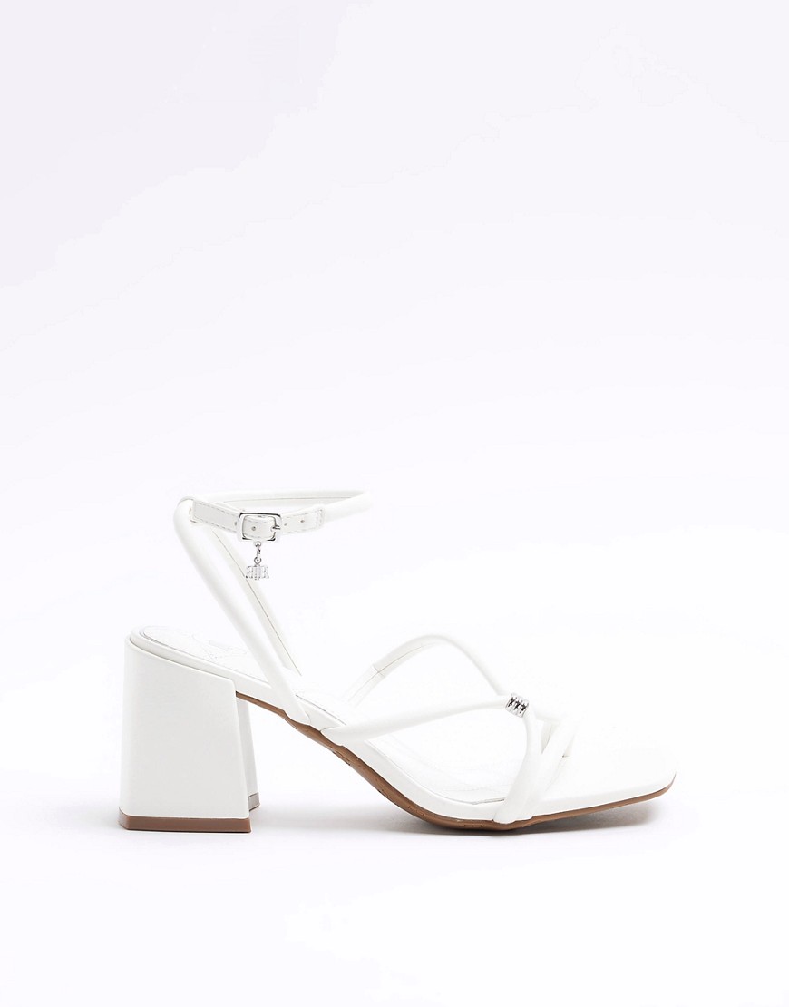 River Island Strappy heeled sandals in white