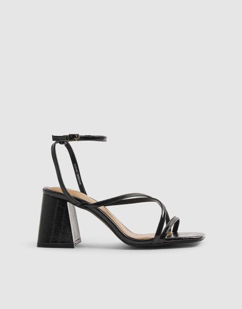 River Island Strappy low block heel sandals in black - view 1