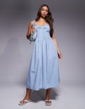 [River Island] River Island strappy midi sun dress in blue 6 Mid blue