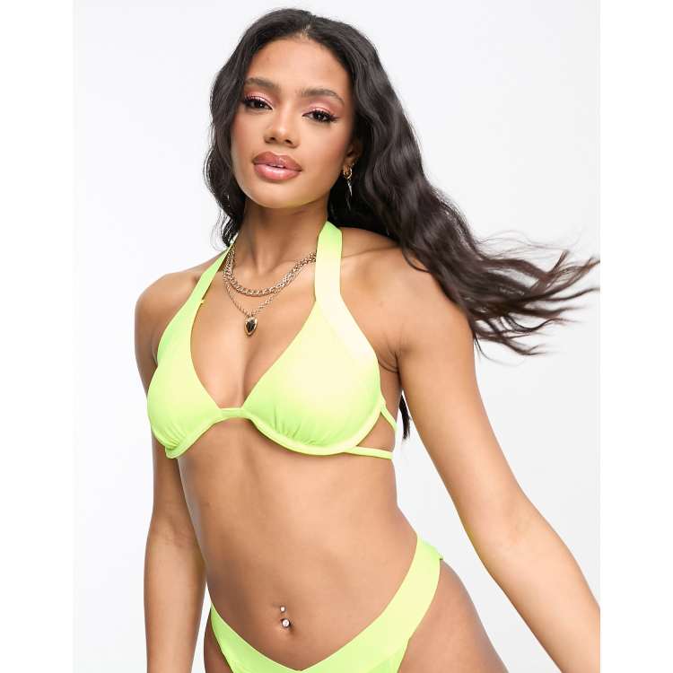 Lime green plunge swimsuit