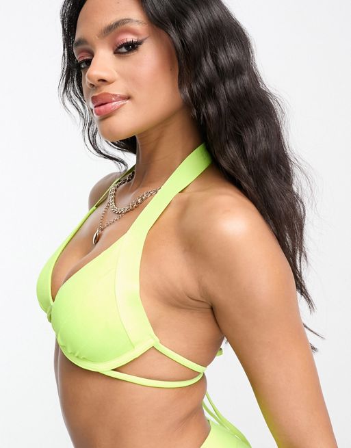Lime green plunge swimsuit