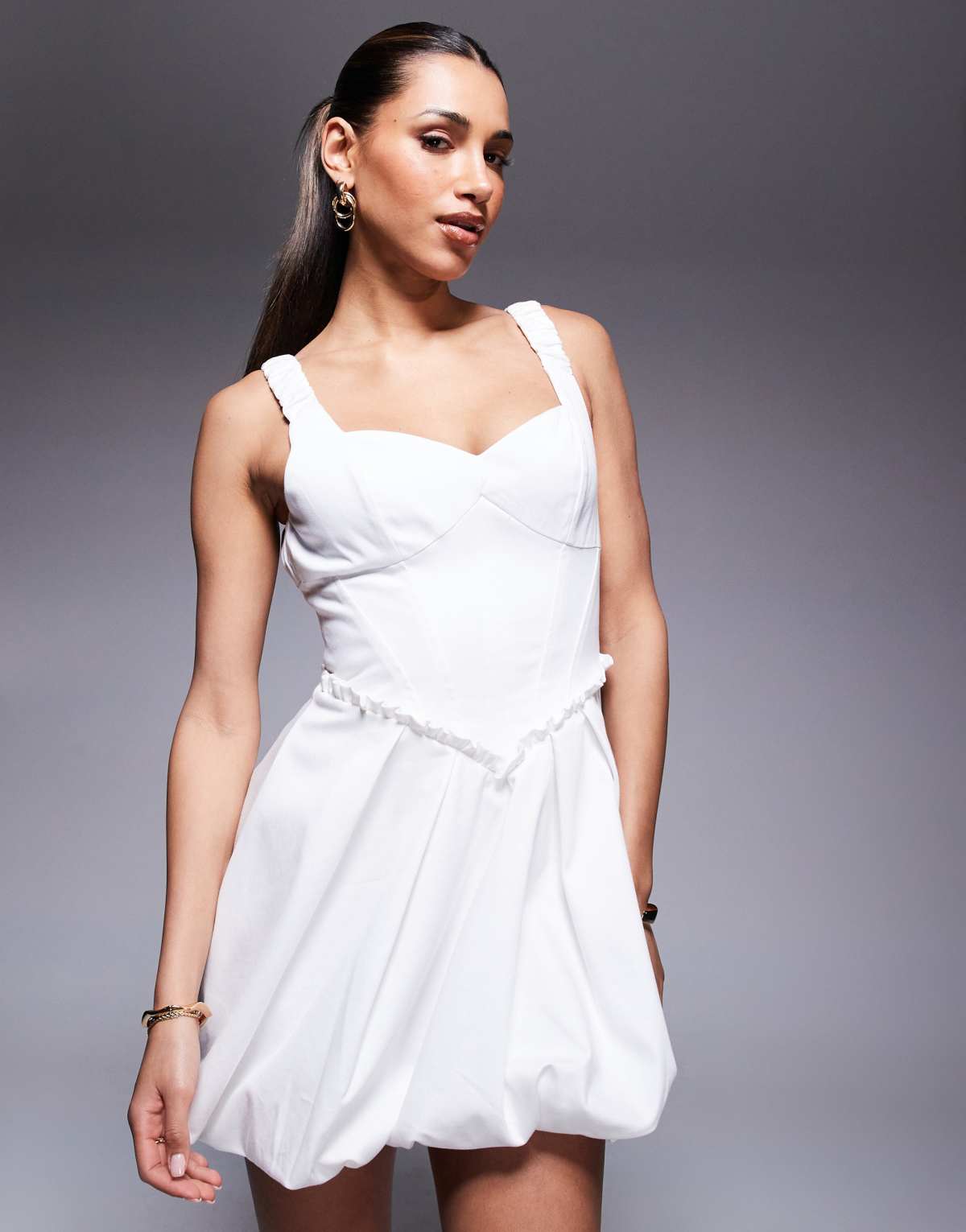 River Island strappy puffball dress in white