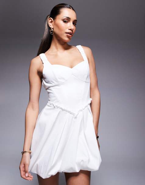River Island strappy puffball dress in white