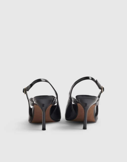 River Island Strappy slingback court heels in black, 4 of 4