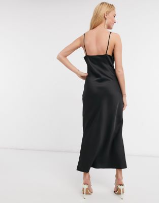 river island black silk dress