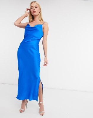 cobalt blue slip dress