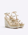 [River Island] River Island strappy wedges in gold 37 GOLD