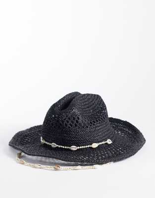 River Island Straw Hat With Coin Detail In Pattern