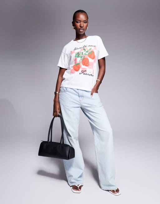 River Island strawberry gingham print baby tee in white, 4 of 4