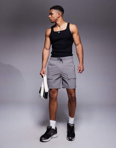 River Island stretch cargo shorts in light gray - view 1