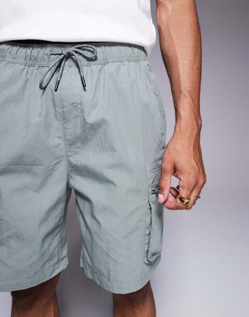 River Island stretch cargo shorts in light green ASOS