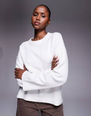 River Island - Strickpullover in Cremeweiß mit Rundhalsausschnitt