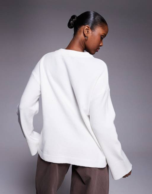 River Island – Strickpullover in Cremeweiß mit Rundhalsausschnitt, 3 von 4