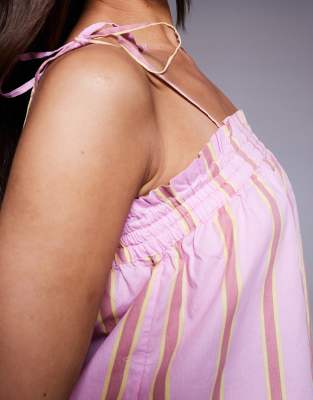 River Island Stripe Cami Top In Pink