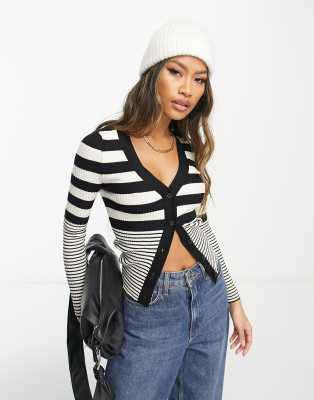 River Island stripe cardigan in black - ASOS Price Checker