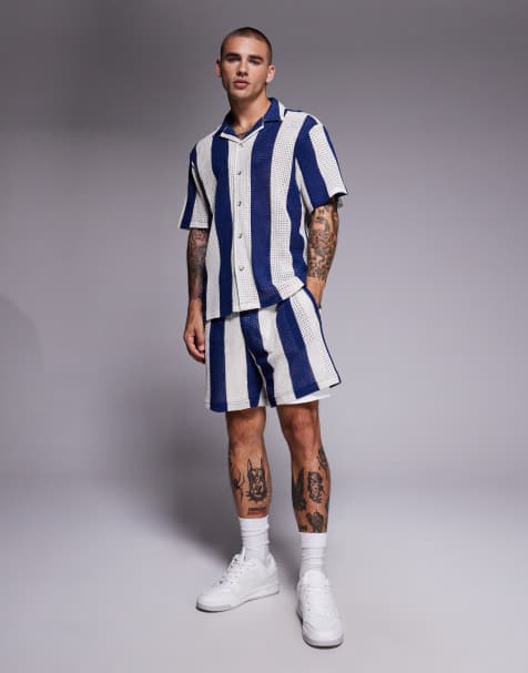 River Island stripe crochet set in blue - view 1
