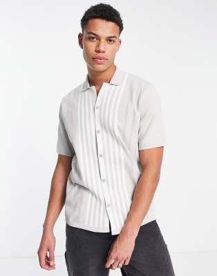 River Island stripe detail polo in stone - ASOS Price Checker