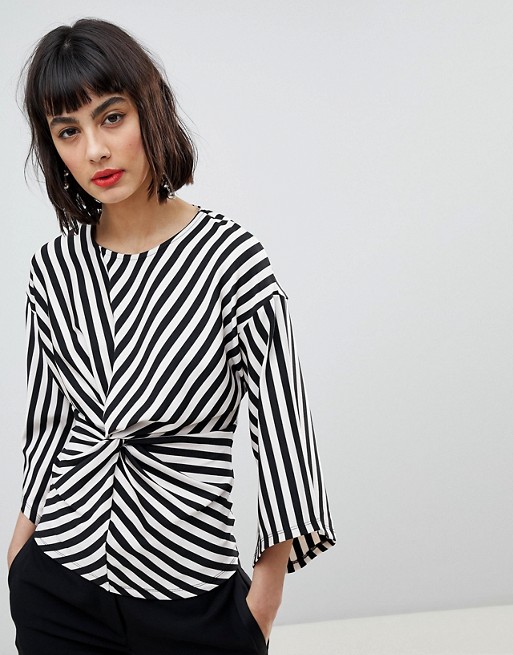 River Island Stripe Knot Front Blouse