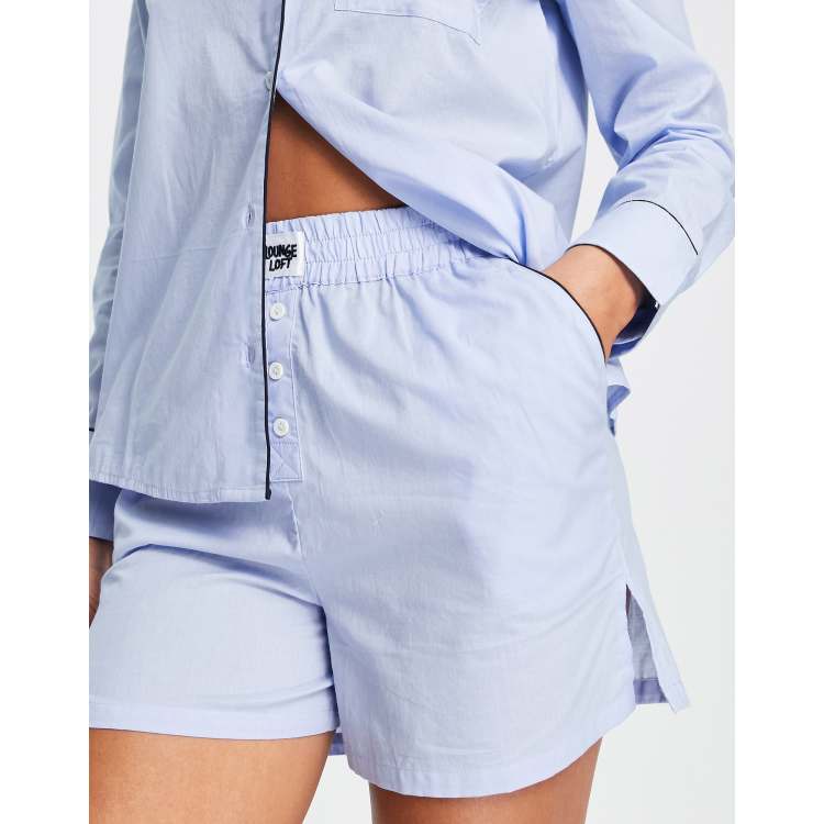 River Island stripe pajama shorts in blue ASOS