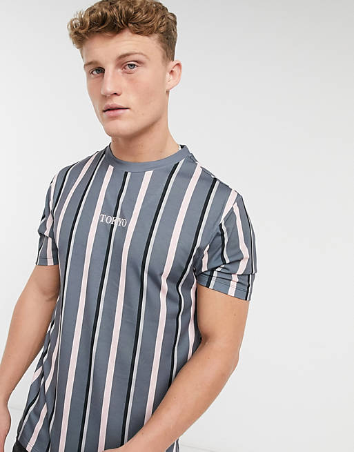 River Island stripe t-shirt in grey | ASOS