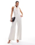 [River Island] River Island stripe tailored jumpsuit in cream-White 12 CREAM