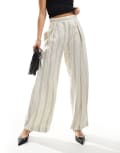 [River Island] River Island stripe wide leg pants in cream-White 18 CREAM