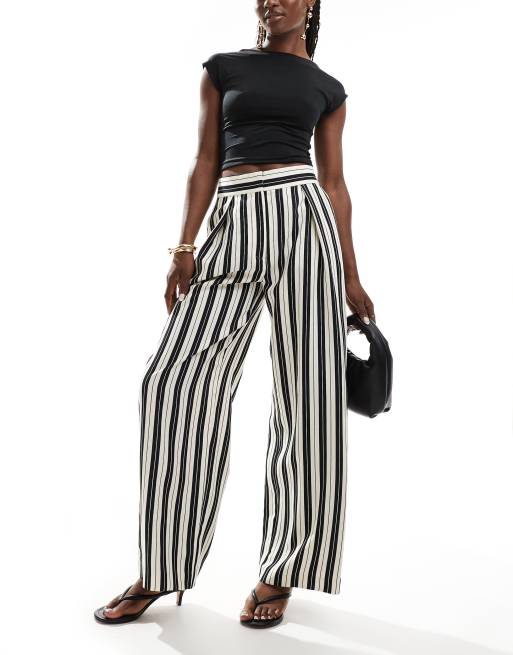 River Island stripe wide leg trouser in black, 3 of 5