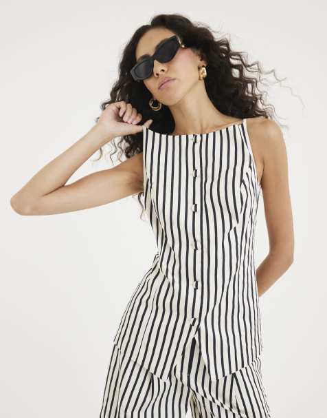 River Island Striped waistcoat in cream - view 1