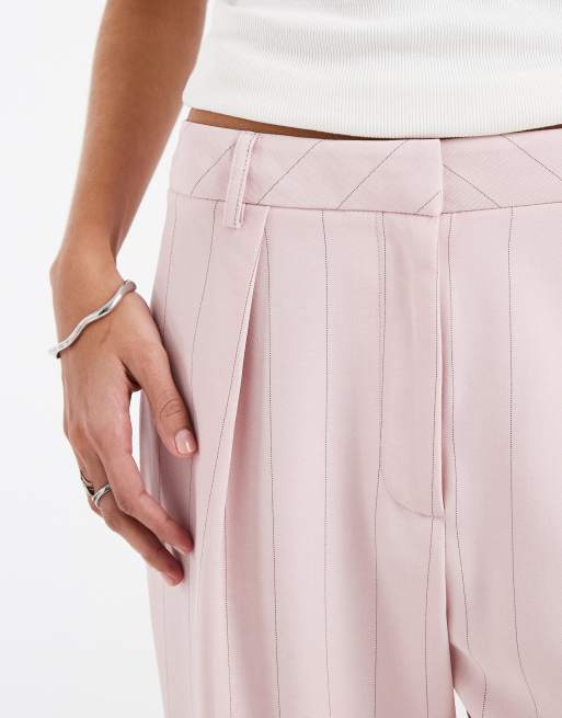 River Island striped wide leg tailored pants in pink, 5 of 5