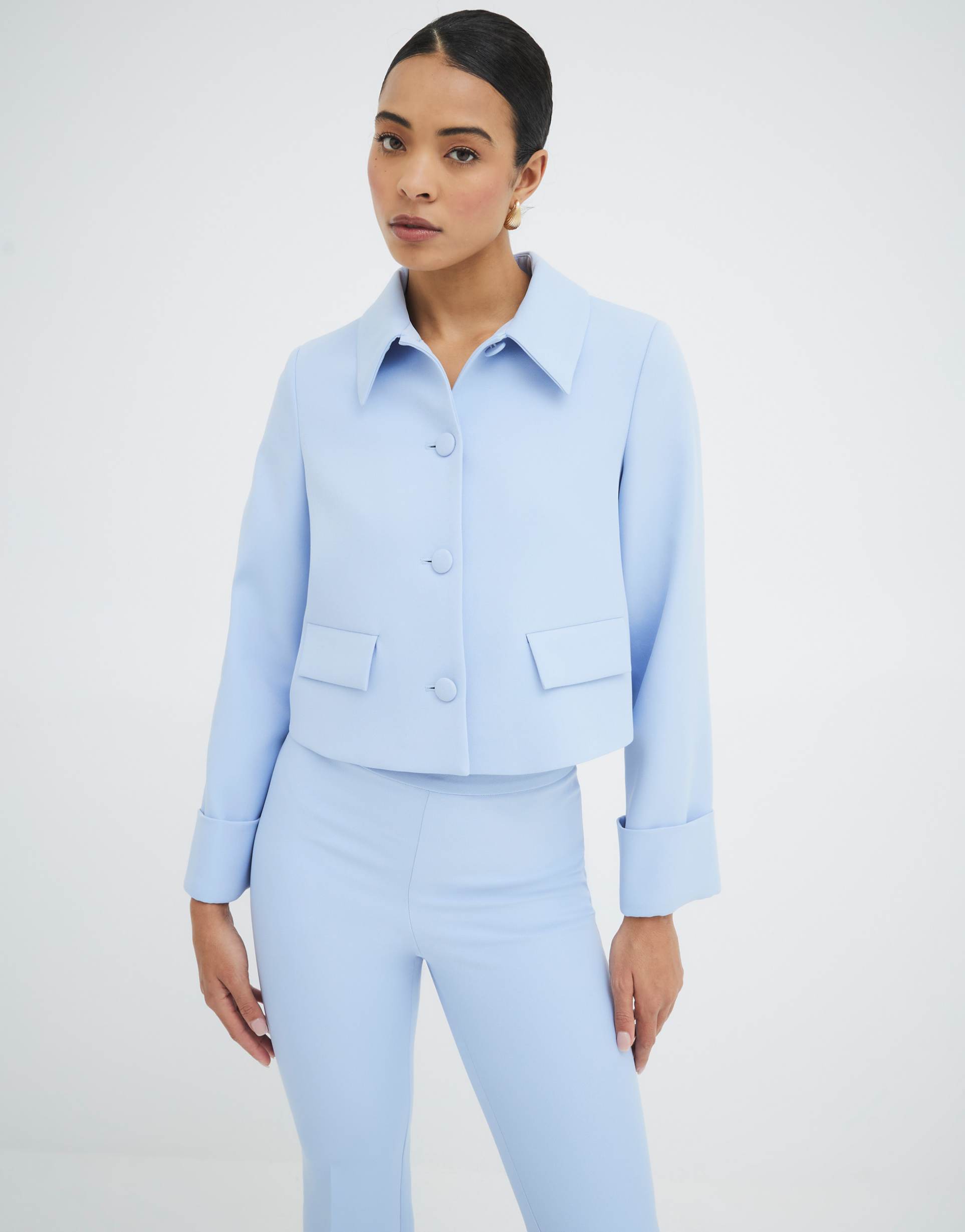 river island structured 60s jacket in light blue